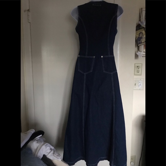 VINTAGE NADA NUFF by CONTEMPO CASUALS DENIM size 5 DOWN BUTTON long dress - Picture 4 of 16